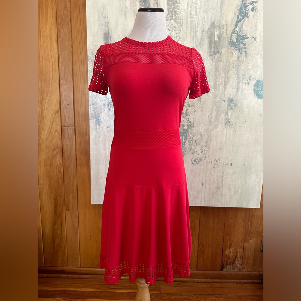 MICHAEL Michael Kors Red Knit Fit-and-Flare Mini Dress